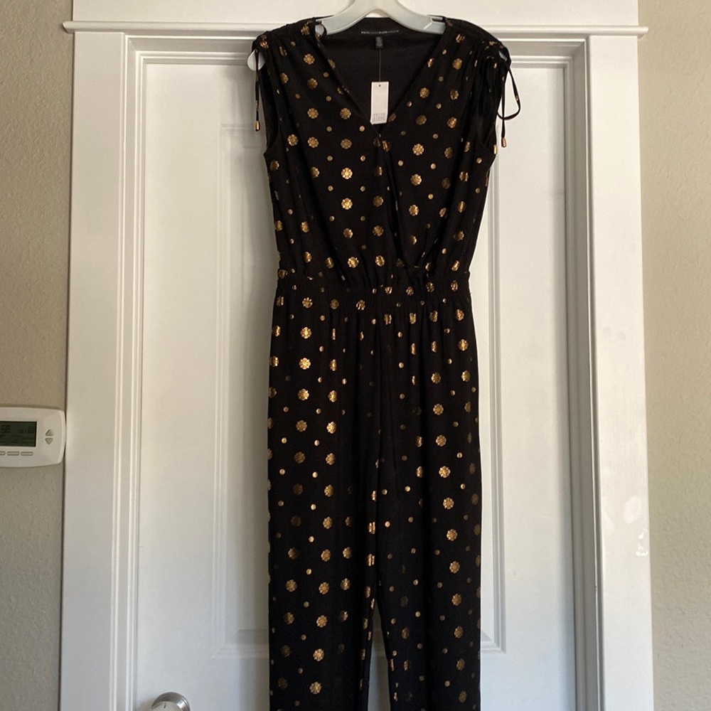 NWT WHBM Black and Gold Jumpsuit